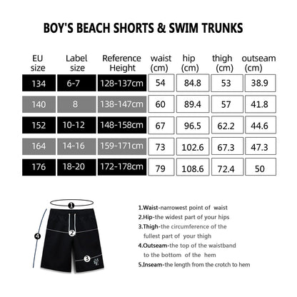 MEILONGER Badehose Jungen Badeshorts Schnelltrocknend Boardshorts mit Netzfutter Taschen und Verstellbarem Tunnelzug