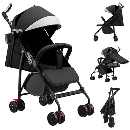 OHMG Kinderbuggy, Klein Zusammenklappbar Kinderwagen,Rücken und Fußstützenverstellung,Hinterradbremse,5-Punkt-Gurt,Einfaches Ein-Hand-Falten,Baby Reisebuggy