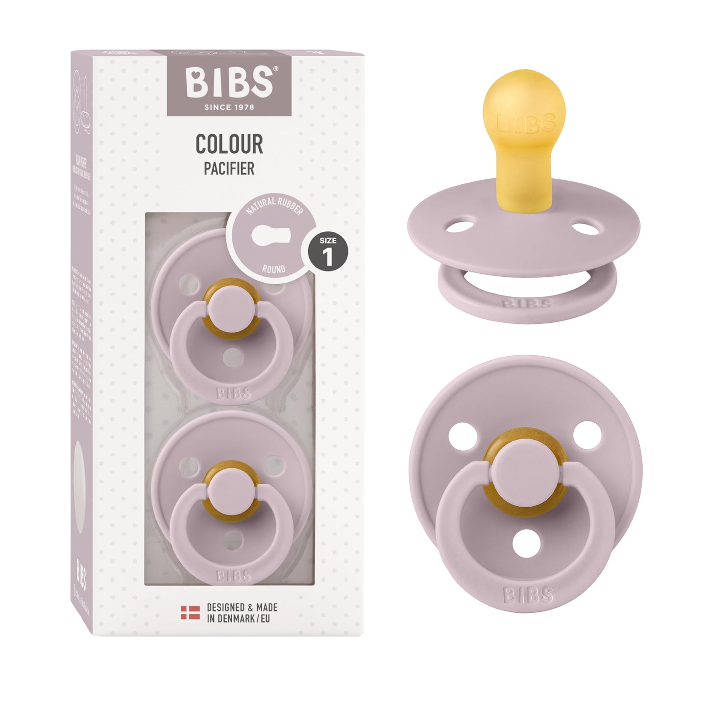 BIBS Colour Schnuller 2er-Pack, BPA-frei, Kirschform Nippel. Naturkautschuk/Latex, Hergestellt in Dänemark. Größe 2 | 6+ Monate | 2-Pack, Coral/Ruby
