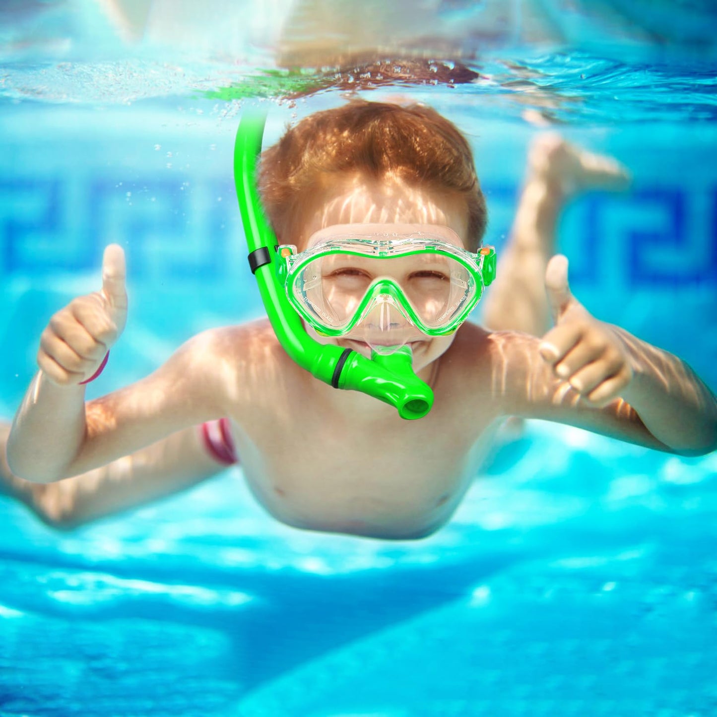 Schnorchelset für Kinder,Taucherbrille und Trocken Schnorchel,Taucherbrille Kinder mit Leichtes Atmen Dry Schnorchel, Panorama-Weitblick Tauchmaske Schnorchelmaske Tauchen Set
