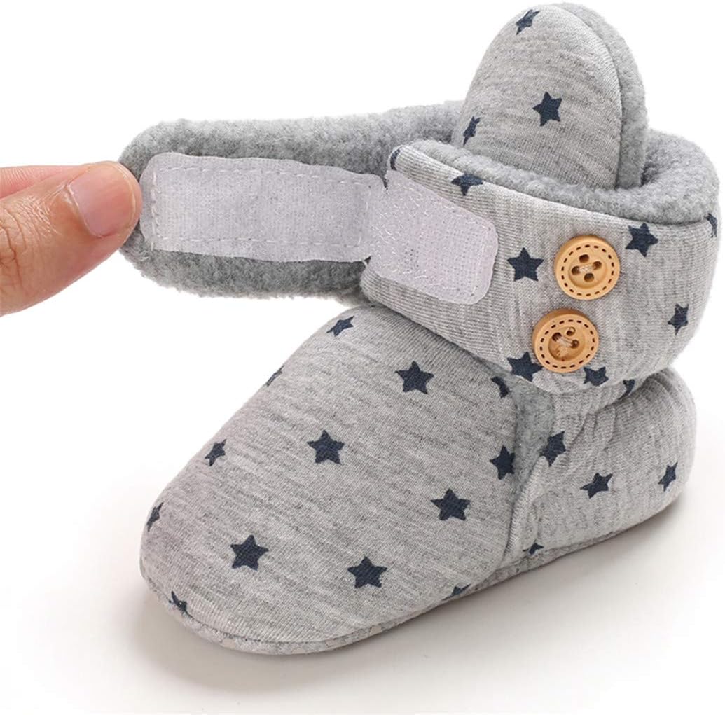 EDOTON Unisex-Baby Neugeborenes Fleece Booties, Baby Jungen Mädchen Weiche Sohlen Streifen Bootie Kleinkind Stiefel Niedlich Stiefel Socke Einstellbar