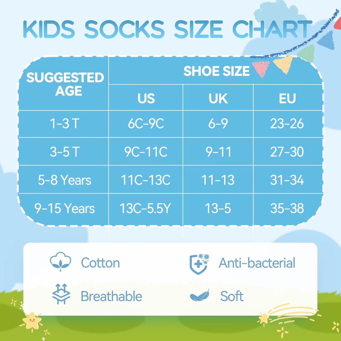 TUUHAW 10 Paar Kinder Socken für Mädchen und Jungen Socken Mit Motiv Schulkind Baumwolle Socken Bunt Gr. 23-38