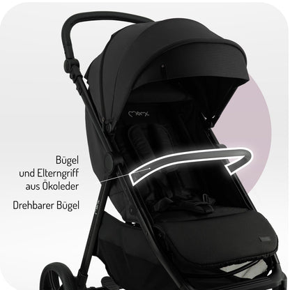 MoMi Kinderbuggy CLARA, Kinderwagen ab dem 6. Lebensmonat, bis 22 kg Körpergewicht, 5-Punkt-Sicherheitsgurt, Fußsack, Getränkehalter, Einkaufskorb, Wickeltasche, Insekten- und Regenschutz