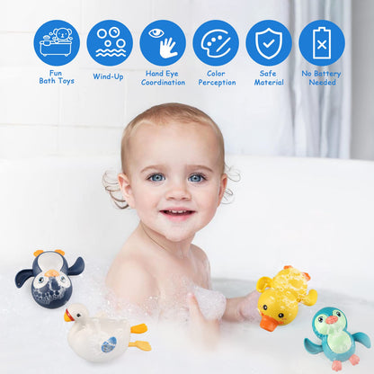 BelleStyle Baby Badespielzeug, Badewannenspielzeug für Baby Kinder Ab 1 2 3 4 Jahr, Wasserspielzeug Uhrwerk Schwimmende Aufzieh Schwimmbad Badewanne Bad Spielzeug für Kleinkinder Jungen Mädchen