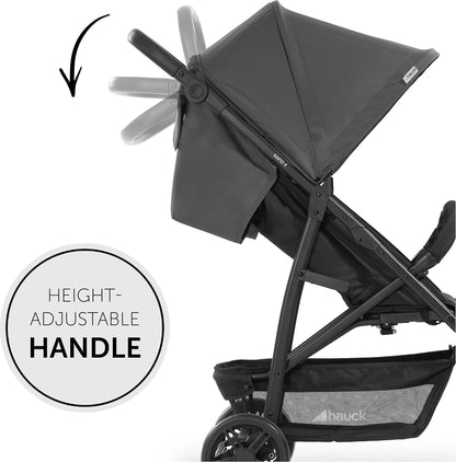 hauck Rapid 4, Grey - Pushchair from Birth up to 22 kg, Plastic Wheels, Compact & One Hand Folding, Height-Adjustable, Fully Reclining