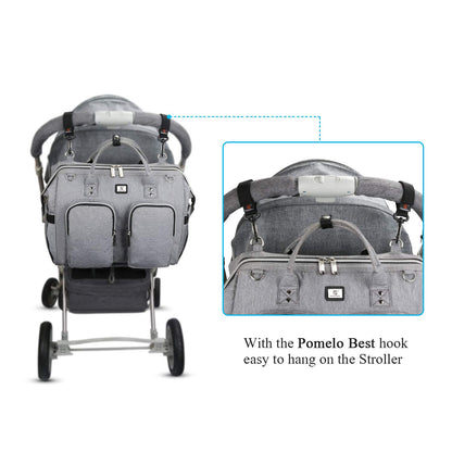 Wickeltasche mit wasserdicher Wickelunterlage und 2 Kinderwagen Haken verstellbare Schultergurt multifunktionale Umhängetasche Reisetasche für Unterwegs