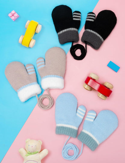 Becellen Fäustlinge Infant, Warme Verdicken Kleinkind Winterhandschuhe mit Schlüsselband Niedliche Anti Kratz Baby Strickhandschuhe für 0-3 Jahre Jungen Mädchen