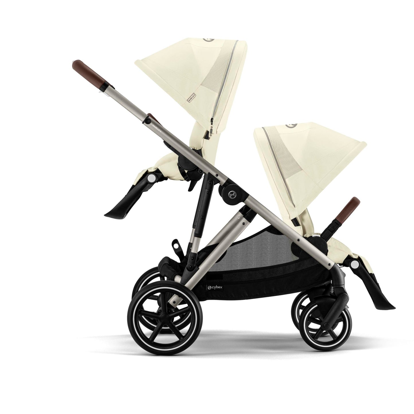 CYBEX Gold Kinderwagen e-GAZELLE S, Ab Geburt bis ca. 4 Jahre, Max. 22 kg (Single-Modus) / 2x 22 kg (Duo-Modus), All-in-1-System mit E-Antrieb und 20+ Konfigurationen, Stone Grey