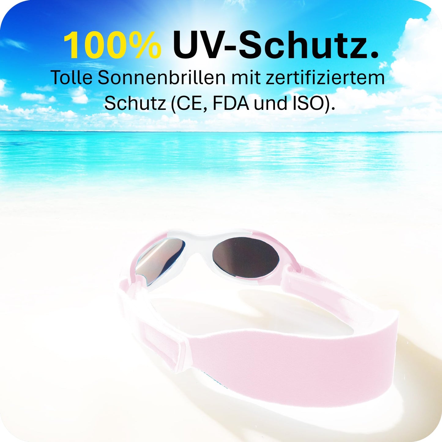 Mausito BABY Sonnenbrille 0-18 Monate Mädchen I VERGLEICHSSIEGER Sonnenbrille Baby 100% UV-Schutz I BIEGSAM & verstellbares Band I Schadstofffrei I Europäisches Design für Kinder gemacht