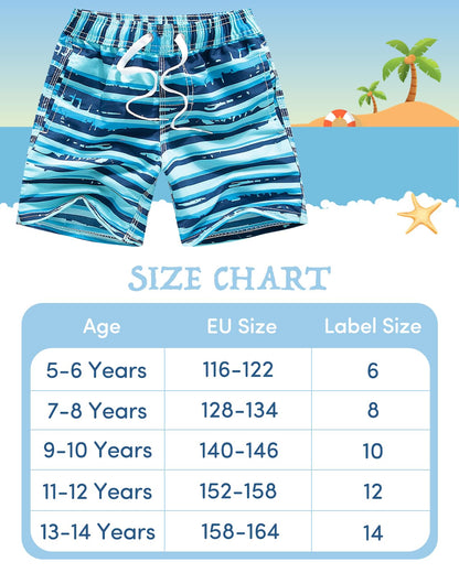Domee Jungen Badehosen Badeshorts Schnelltrocknend Schwimmhose mit Netzfutter Verstellbarer Kordelzug