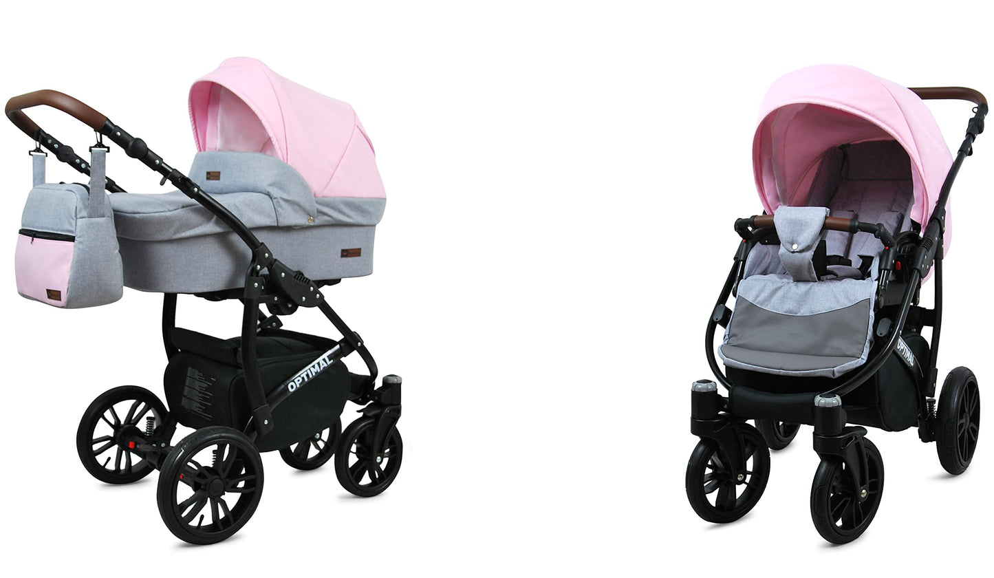 BabyLux® Kinderwagen Set 4 in 1 - Optimal - incl. Babywanne, Buggy Sportsitz, Auto-Babyschale, ISOFIX-Basisstation - Autositz - Kinderwagenset - Kombikinderwagen mit Wickeltasche usw.