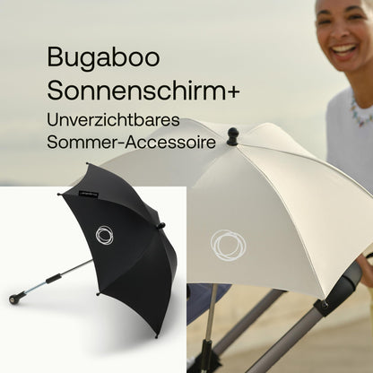 Bugaboo Sonnenschirm+, kompatibel mit allen Bugaboo Kinderwagen, mit UPF 50+ Schutz gegen UV-Strahlen, große Schattenfläche, Verbindung mit einem Klick & leicht verstellbarer Mechanismus, Desert Taupe