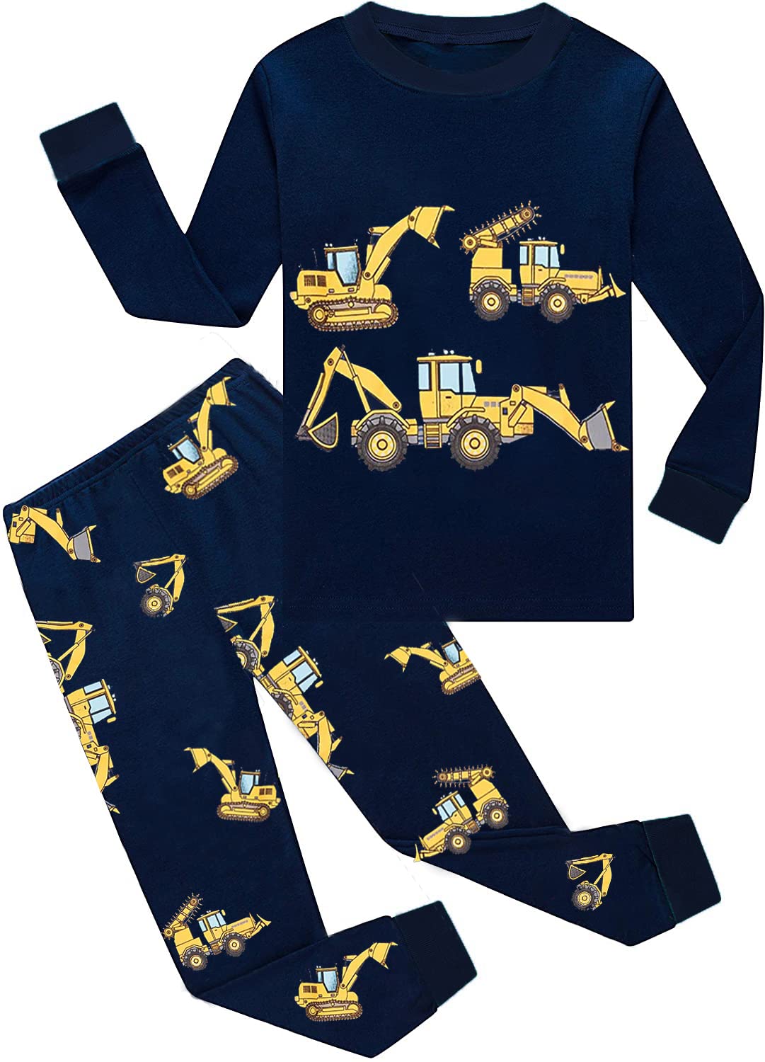 Kinder Jungen Pyjamas Langarm Baumwolle Winter Pyjama Set Feuerwehrauto Dinosaurier Bagger Traktor Zug Zweiteilige Nachtwäsche 1-7 Jahre 92 98 104 110 116 122