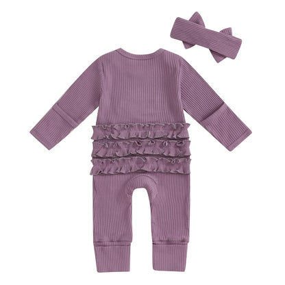 Geagodelia Baby Girl Romper + Headband Newborn Clothing Outfit Jumpsuit Baby Clothes Soft Baby Romper 