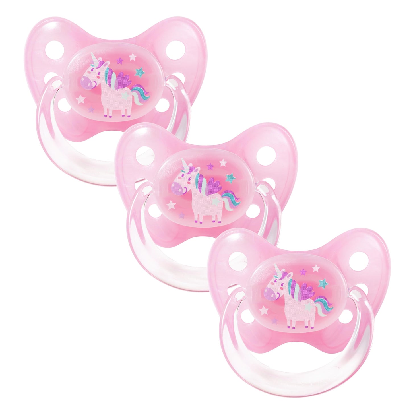 dentistar Silikon Schnuller 3er-Set - Größe 3, ab 14 Monate - Zahnfreundlicher Nuckel mit Dentalstufe – BPA-frei - Made in Germany - Einhorn, Rosa - Meloni2