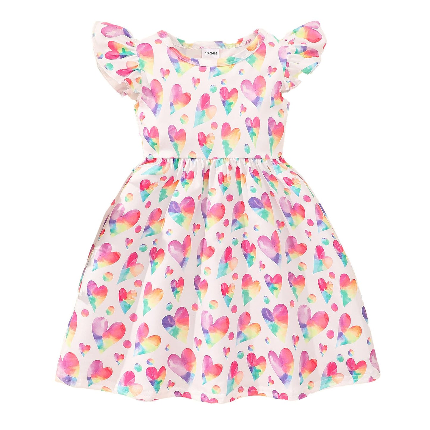 JiAmy Girls' Dress Ruffle Short Sleeve Unicorn Cartoon Prints Colourful Tulle Dresses Toddler Spring Summer Party Princess Clothing for Girls 18 Months - 8 Years