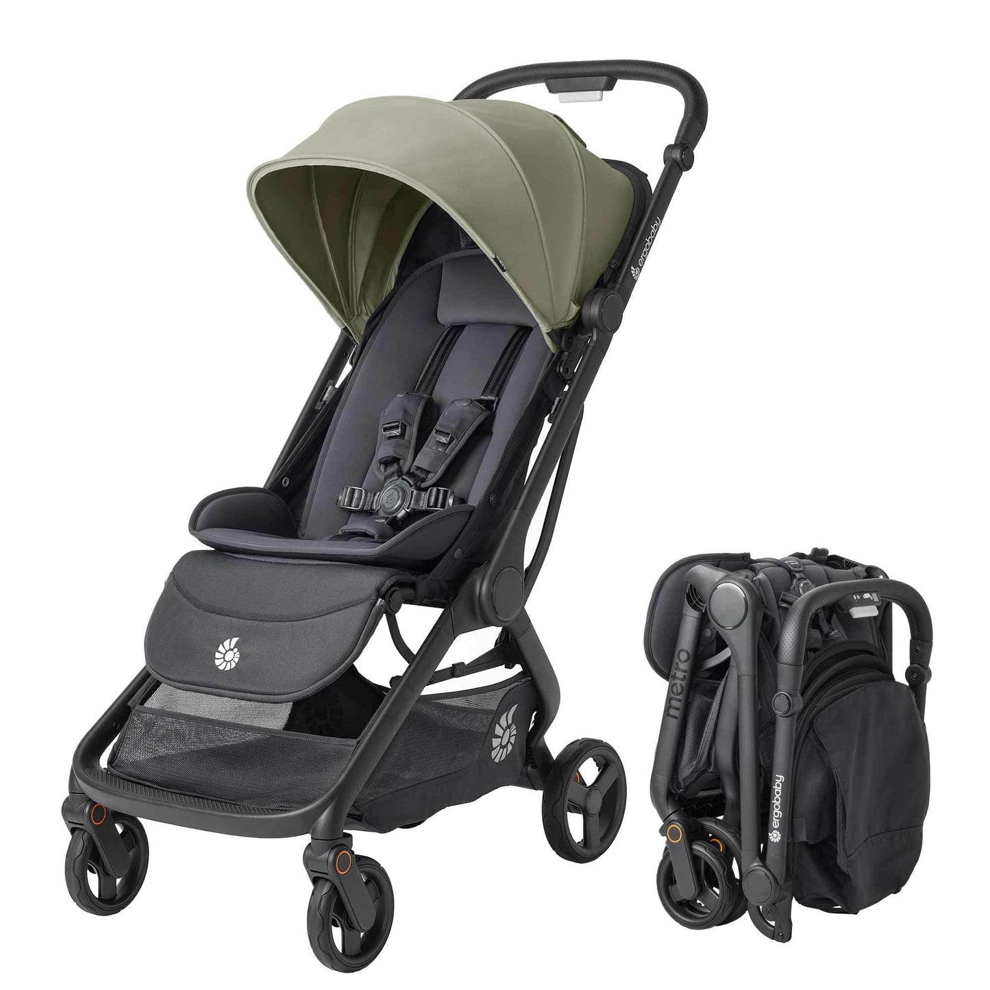 Ergobaby Metro3 Kinderwagen Buggy mit Liegefunktion, Baby-Buggy ab Geburt bis 22kg (0-4 Jahre), Zusammenklappbar und Autositz Kompatibel, höhenverstellbarer Griff, ergonomischer Sitz, Graphite Grey