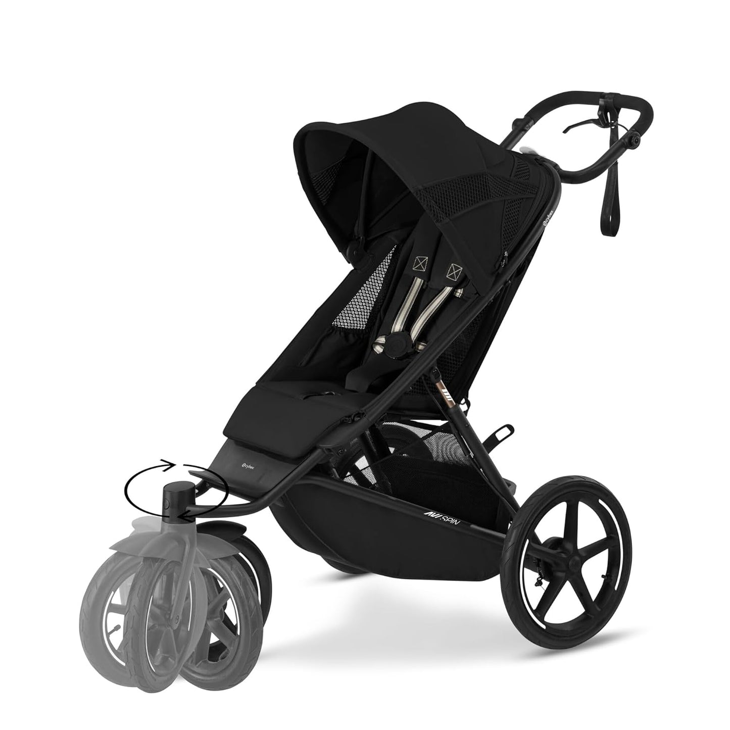 CYBEX Gold AVI SPIN Kinderwagen, Ab Geburt bis ca. 4 Jahre, Max. 111 cm und 22 kg, City-, All-Terrain-Kinderwagen, Moss Green