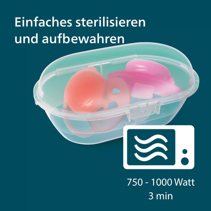 Philips Avent ultra soft Schnuller - 4er Pack, BPA-freier, extra weicher Schnuller für Babys von 0-6 Monaten, inklusive Transport- und Sterilisationsbox, (Modell SCF091/35)