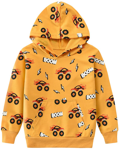 CM-Kid Hoodie Jungen Kapuzenpullover Langarm Bunt Kinder Sweatshirts Traktor Truck Dinosaurier Tops 1-7 Jahre Gr.92-134