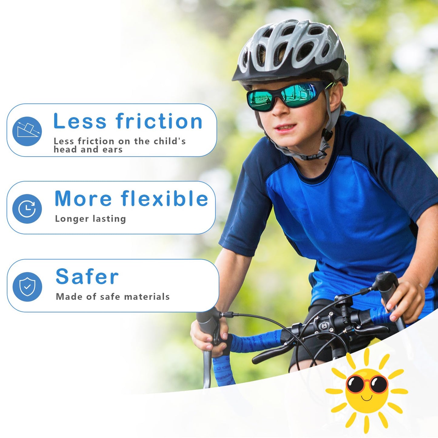 Hifot Sonnenbrille Kinder Polarisierte Sportbrille für Jungen und Mädchen UV400 Schutz gegen UltravioletteFahrradbrille Silikon Sonnenstrahlen Alter 3-12 Jahre