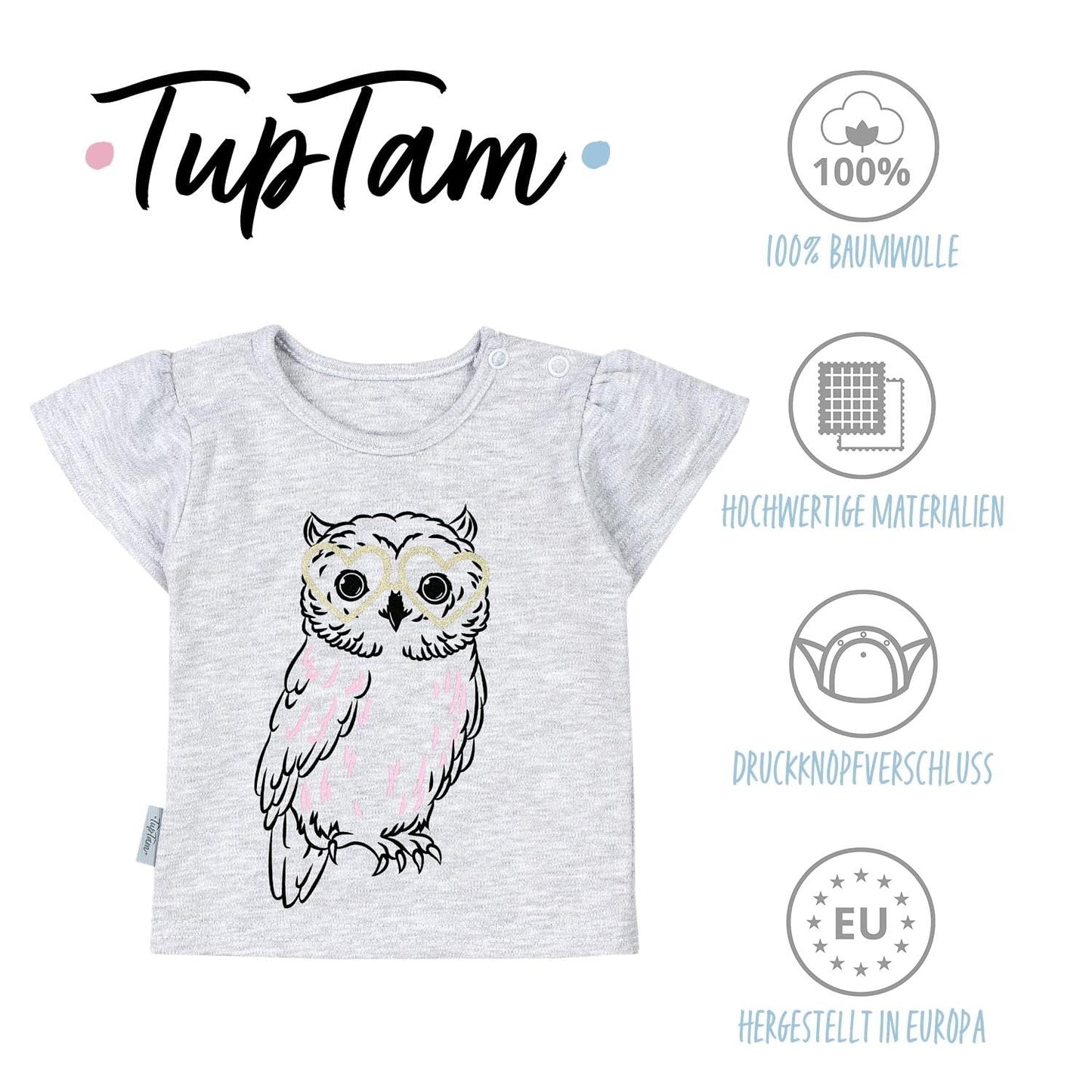 TupTam Baby Mädchen Kurzarm T-Shirt Gemustert Bunt 5er Set