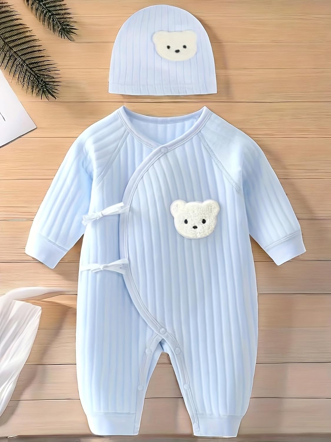 Babyfond 1 Pack Baby Bodysuit, Neugeborenes Baby warmer Baumwollbody mit Hut, 100% Baumwolle Kleinkind Homewear Verdickte Frühlings- und Herbstkleidung
