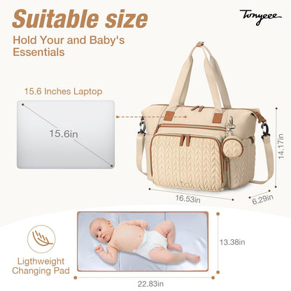 Wickeltasche mit Schnullertasche und Wickelunterlage, Wickelrucksack Multifunktions-Babytasche für Große Reisewindeltasche für Mama und Papa, isolierten Taschen-Dunkelblau