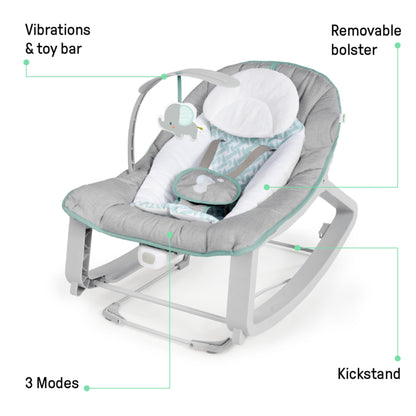 Ingenuity, Keep Cozy 3 in 1 Grow with me Wippe Weaver mit Vibrationen, 2 Liegepositionen und 3 Wippfunktionen, mehrfarbig