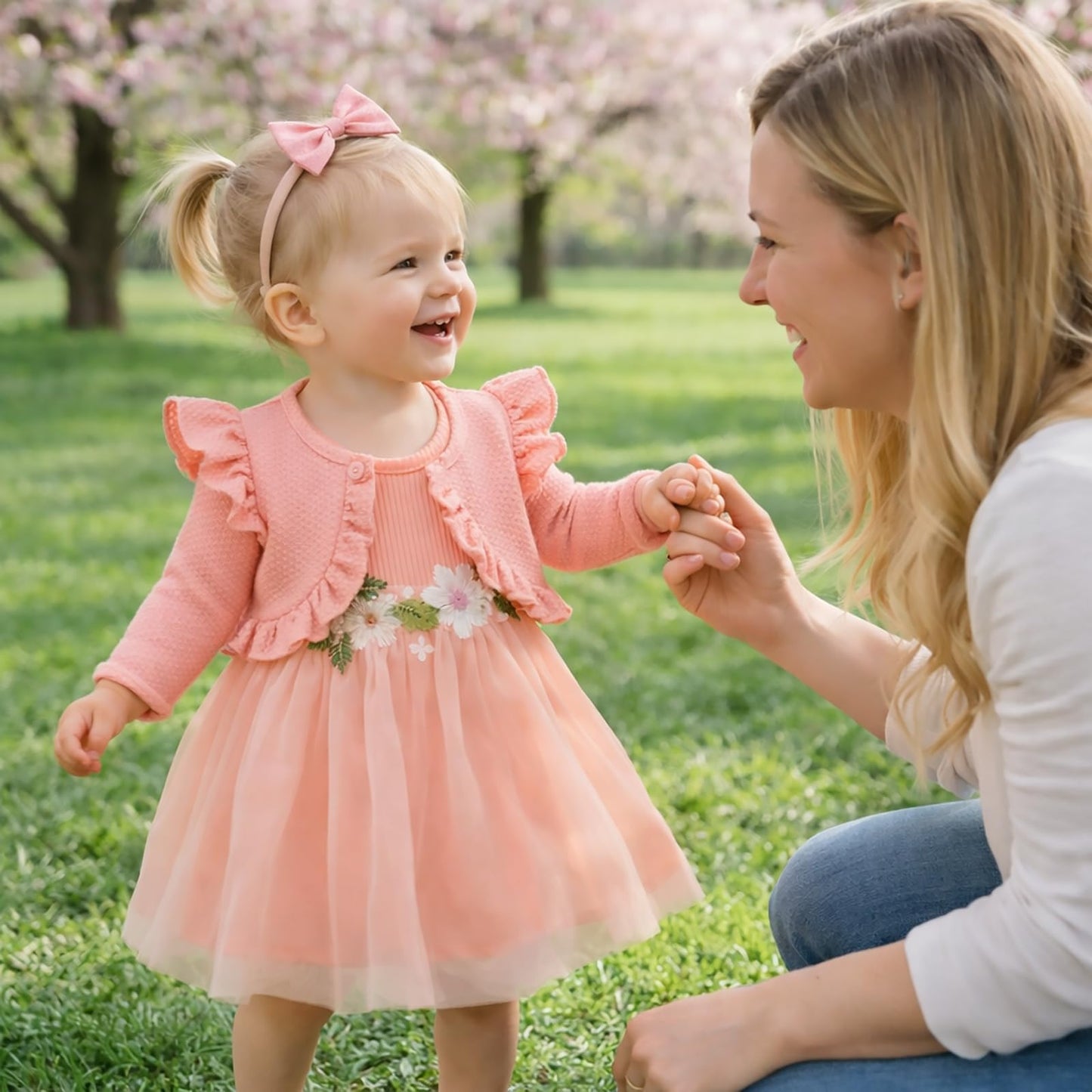 Toddler Baby Girl Dress and Cardigan Set Long Sleeve Cotton Princess Tutu Dresses with Outfits Coat