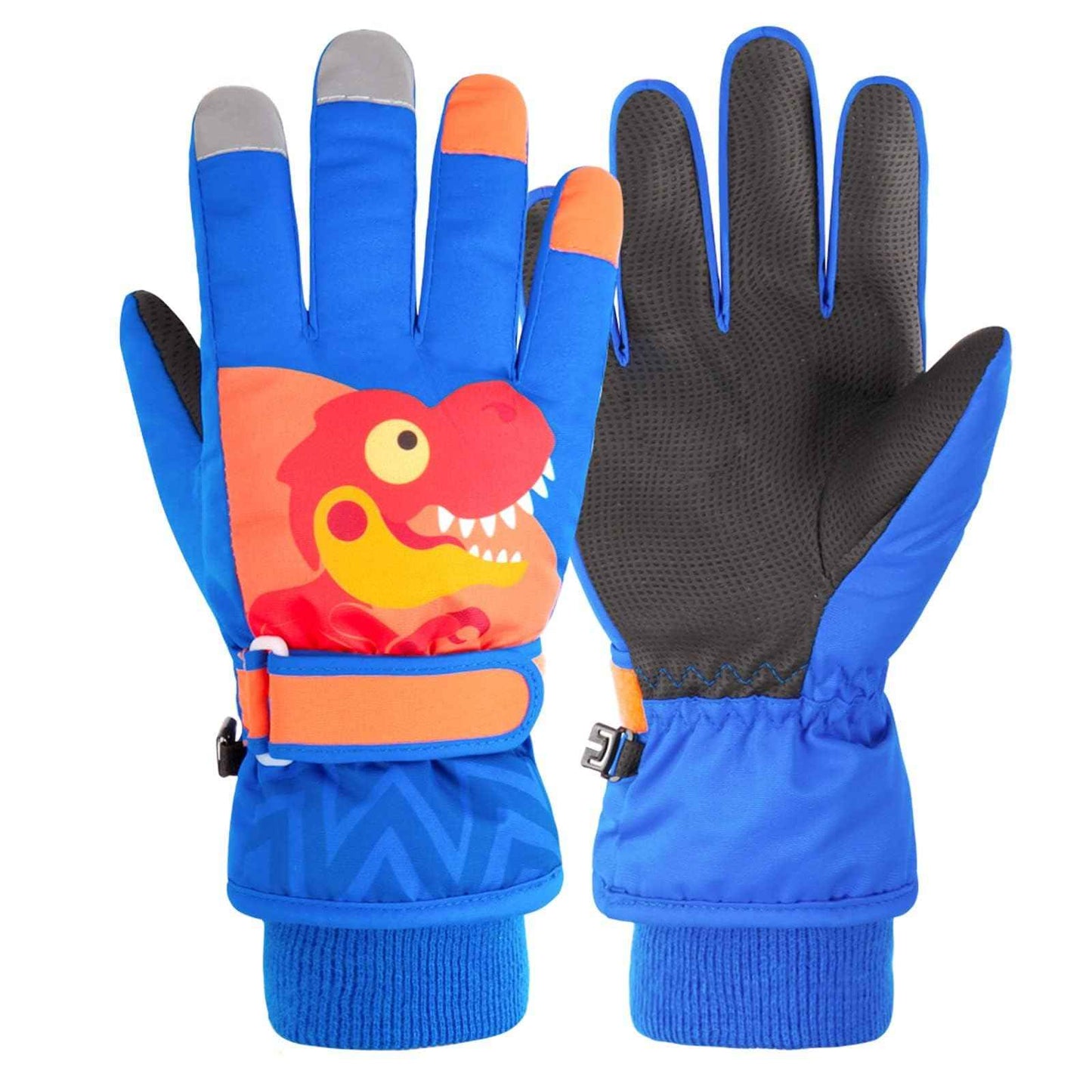 FAYHIJUN Children's Winter Snow Gloves Ski Gloves for 1-13 Years Girls Boys PU Palm Waterproof Windproof Warm Fleece Winter Gloves Cycling Gloves