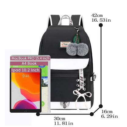 Schulrucksack Mädchen Schulranzen mit Ergonomischem Design Schultasche Campus Backpack Nylon Wasserdicht Daypacks Damen Freizeitrucksack Teenager Rucksäcke Modisch Schule Bag