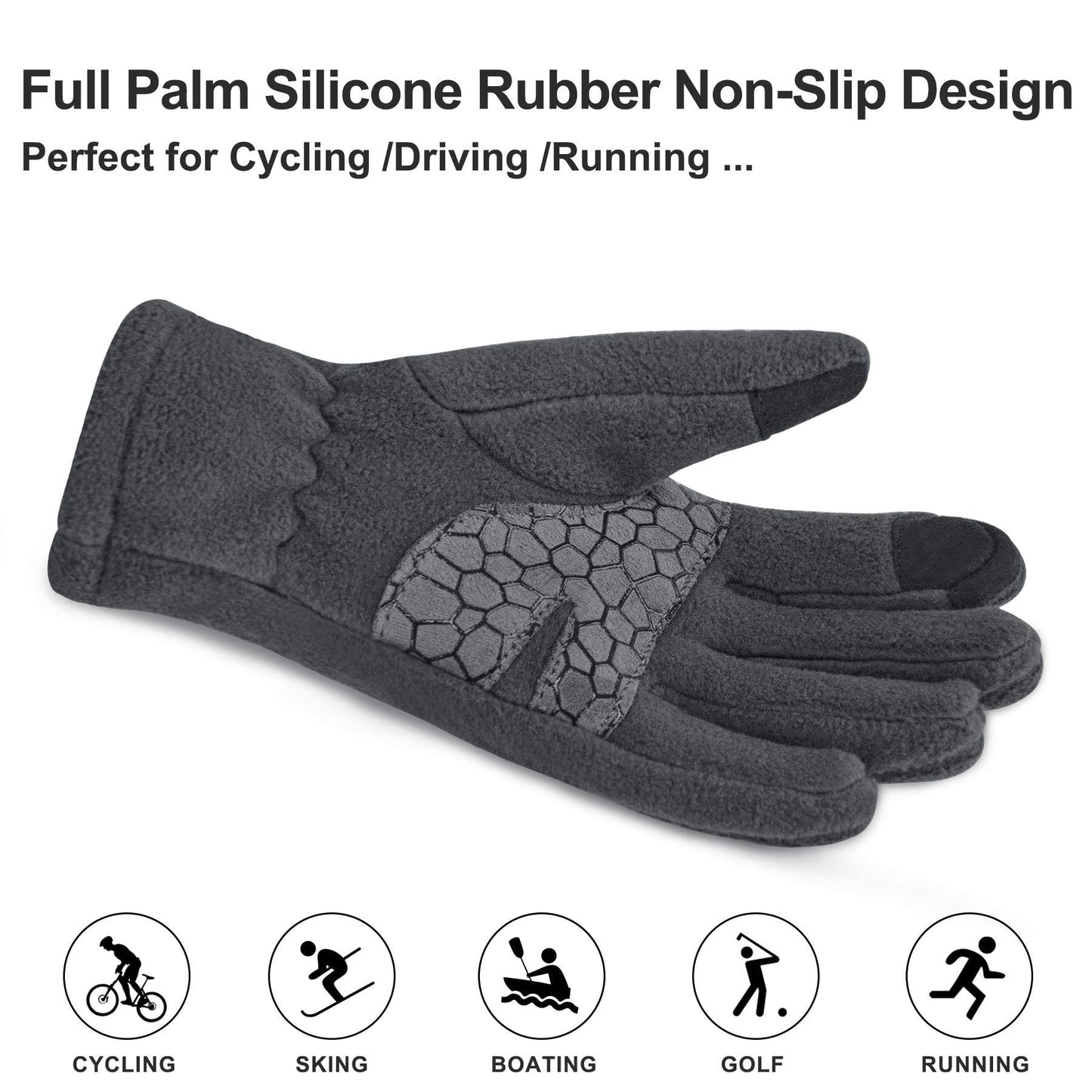 Arcweg Children's Gloves, Fleece, Warm Running Gloves, Winter Gloves, Non-Slip Cycling Gloves, Touchscreen Gloves for Boys and Girls, Finger Gloves for Sports, Outdoor, Camping, Hiking, Running