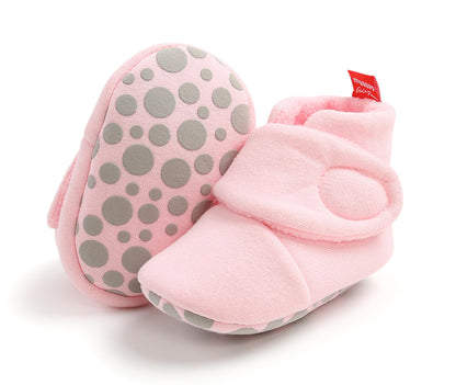 Newborn Warm Winter Booties, Organic Cotton Lining and Non-Slip Stripes, Booties, Sock Shoes for Winter with Soft Sole, Crawling Shoes, Size 0 - 18 Months, Baby Boys and Girls, Prewalker and Toddler Shoes