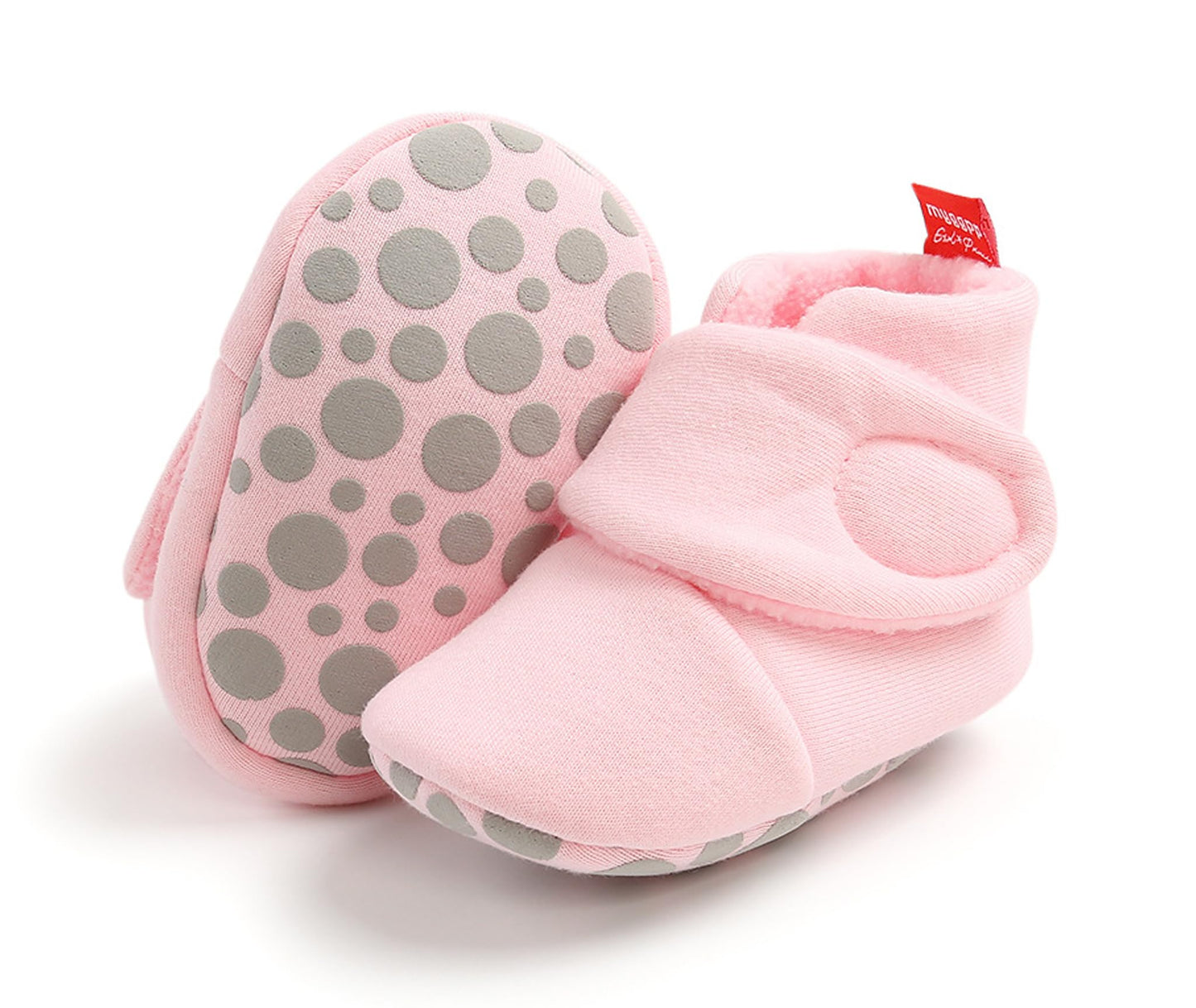 Newborn Warm Winter Booties, Organic Cotton Lining and Non-Slip Stripes, Booties, Sock Shoes for Winter with Soft Sole, Crawling Shoes, Size 0 - 18 Months, Baby Boys and Girls, Prewalker and Toddler Shoes