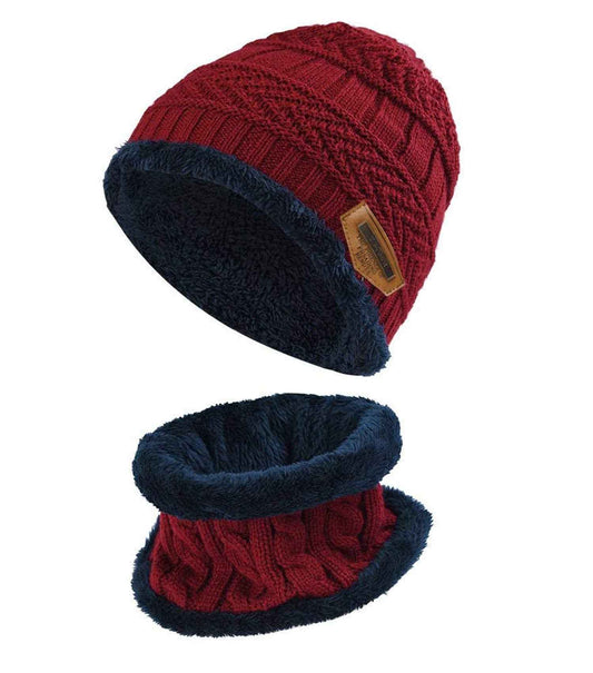 K.tchard Children’s Winter Hat, Beanie Hat with Scarf Set, Slouchy Knitted Hat, Warm Knitted, Skull Cap, Fleece Lining Hat 2–8 Years