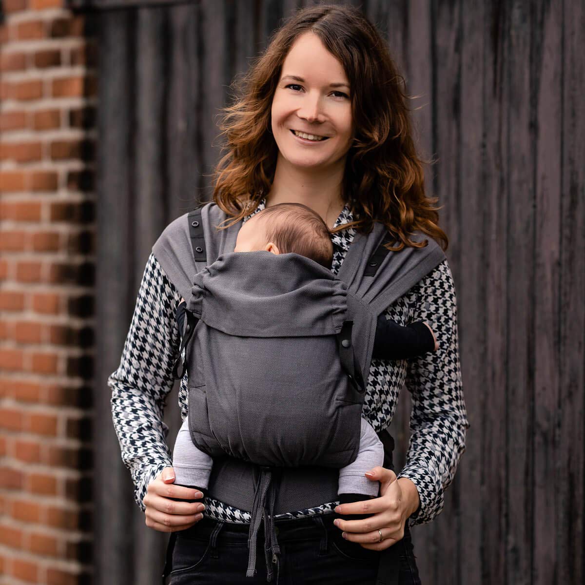Hoppediz Babytrage Primeo, für Neugeborene ab Geburt, Bauchtrage, Rückentrage, 100% Bio-Baumwolle, Djerba