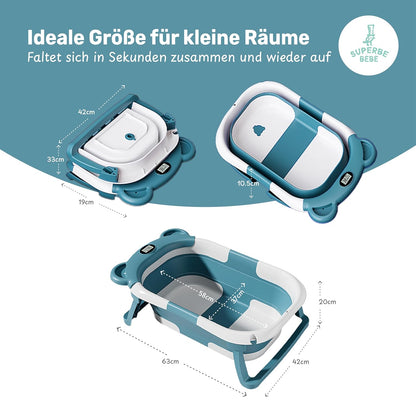Faltbar Baby Badewanne Mit Rutschfestem Badewannensitz - Babywanne Xxl Mit Badethermometer - Von Der Geburt Bis 3 Jahre - Baby Bathtub - Babygeschenk - Geburtsgeschenke Für Mädchen & Jungen