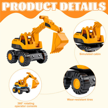 Set of 3 Sand Toy Digger Sandpit, Use Dump Truck Digger Beach Toy Car, Tyres Made of Soft Material, Play Stable Sand Toy from 1-5 Years, Girls, Boys, Summer Toy