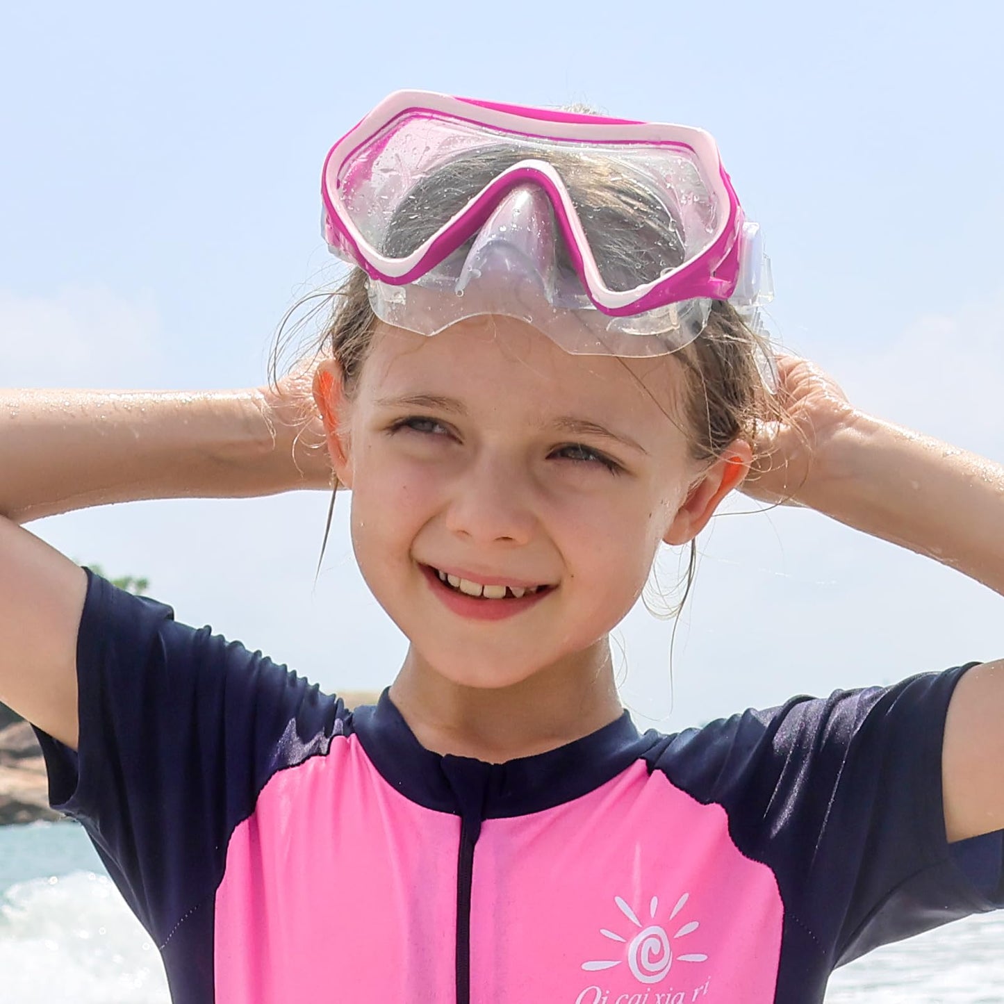 Findway Children's Diving Goggles, Swimming Goggles, Snorkel Mask for Boys Girls Teenagers, Diving Mask with Nose Cover, 180° Panorama, HD, Anti-Fog, Anti-Leak, Diving Goggles for Children 4-16 Years