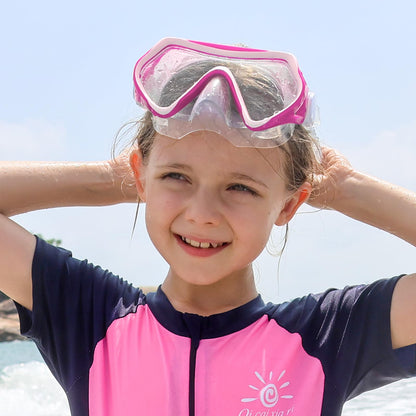 Findway Children's Diving Goggles, Swimming Goggles, Snorkel Mask for Boys Girls Teenagers, Diving Mask with Nose Cover, 180° Panorama, HD, Anti-Fog, Anti-Leak, Diving Goggles for Children 4-16 Years
