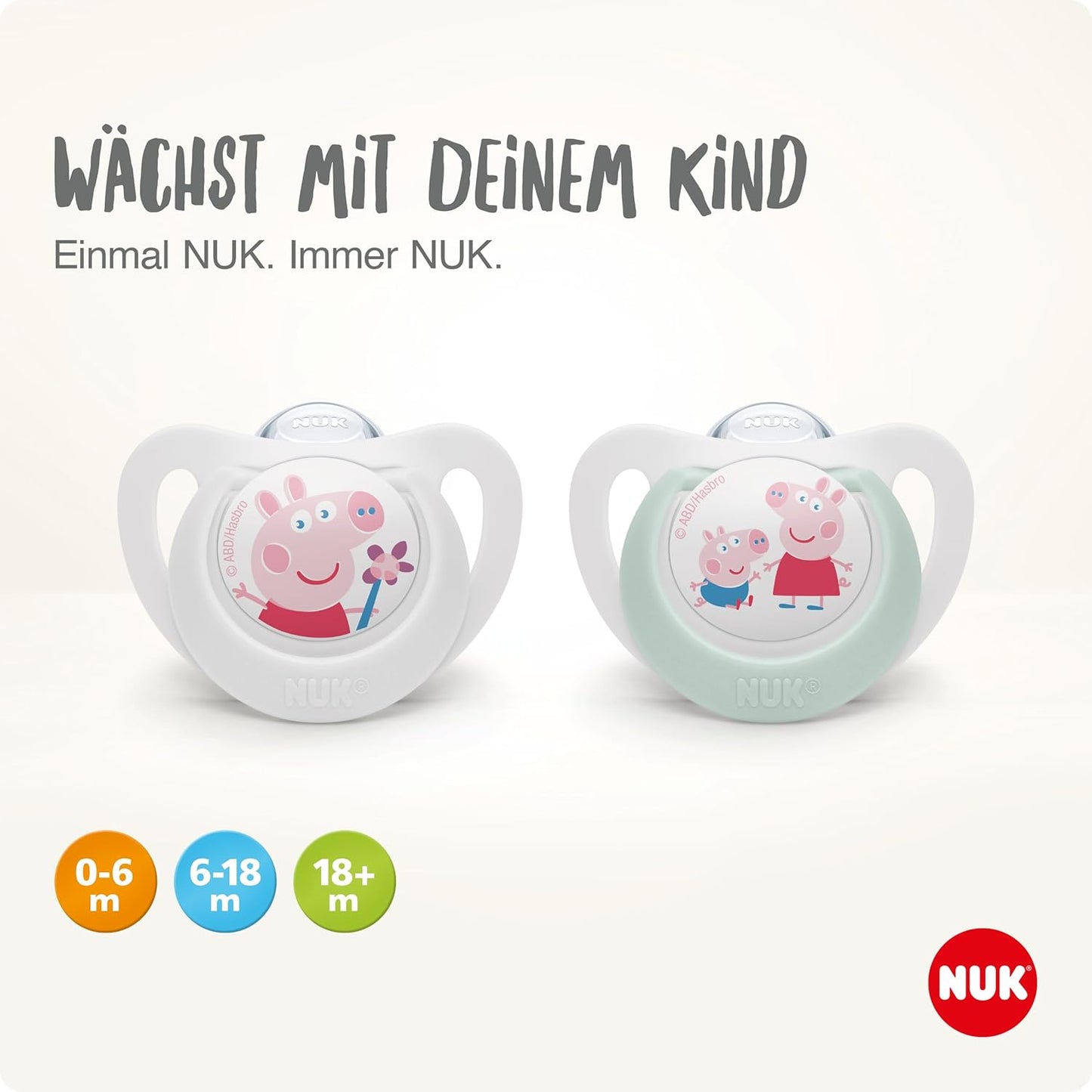 NUK Silikon-Schnuller, kiefergerecht, 6-18 Monate, BPA-frei, 2 Stück, weiß & grün