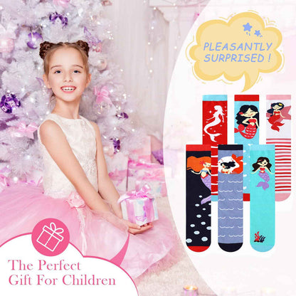 PHOGARY 6 Pairs of Knee Socks for Girls, Cute Socks Colourful Socks Children, Warm Knee Socks Children, Medium Calf Length, Long Knee Socks Girls from 3 to 12 Years, One Size