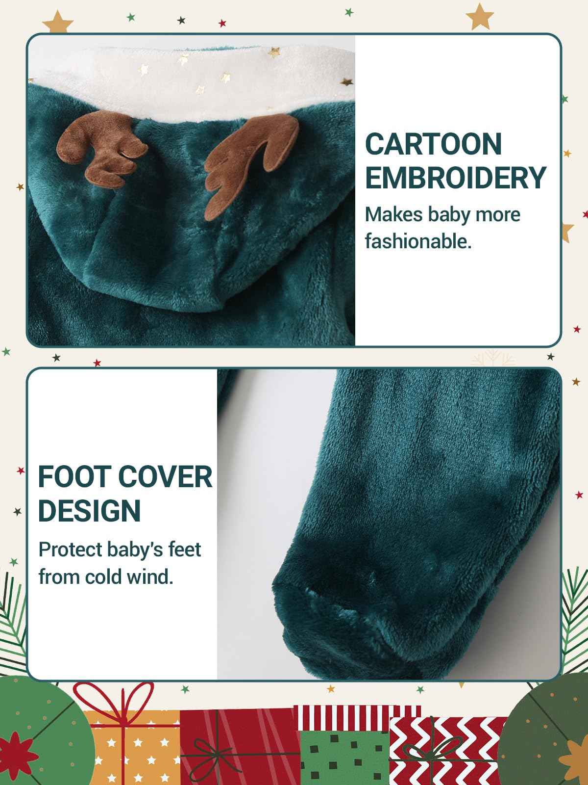 WYTbaby Baby Jumpsuit Winter Fleece Snowsuit Baby Warm Romper with Hood Autumn Winter for Boys Girls 0-12 Months