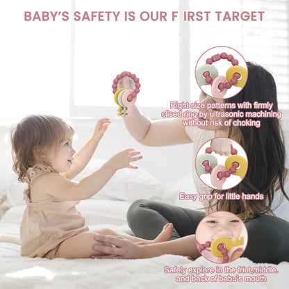 Beißring für Babys,Beißring Schlüssel Babys, BPA - Frei Baby Beißring Spielzeug Schlüssel, Baby Nom Zahnungshilfe für Babys ab 3 Monate - Beissring für Babys in Blau