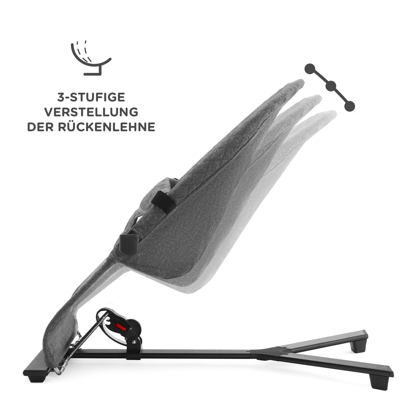 Kinderkraft MIMI Baby Rocker Play Bar with 2 Toys, Adjustable Backrest, Soft Material, Minimalist Scandinavian Design, Foldable, Grey