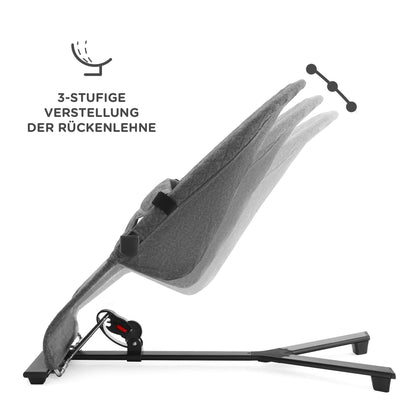 Kinderkraft MIMI Baby Rocker Play Bar with 2 Toys, Adjustable Backrest, Soft Material, Minimalist Scandinavian Design, Foldable, Grey