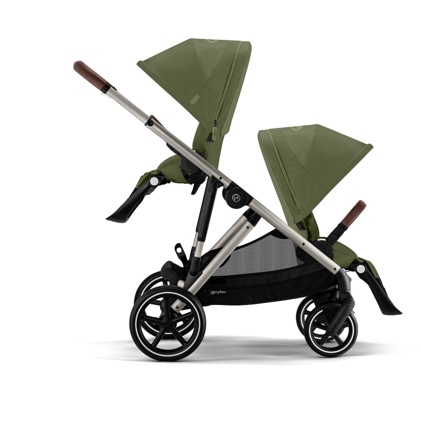 CYBEX Gold Kinderwagen e-GAZELLE S, Ab Geburt bis ca. 4 Jahre, Max. 22 kg (Single-Modus) / 2x 22 kg (Duo-Modus), All-in-1-System mit E-Antrieb und 20+ Konfigurationen, Stone Grey