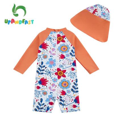 upandfast Baby Swimsuit with Buttons UV Protection Swimwear for Baby Girls 