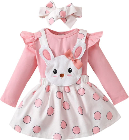 ESSECMBS Infant Baby Girl Halloween Romper Skirt 3 Pieces Clothing Set Long Sleeve Ruffle Shoulder Body Braces Pumpkin Ghost Skirt Headband Girls All Saints Clothing